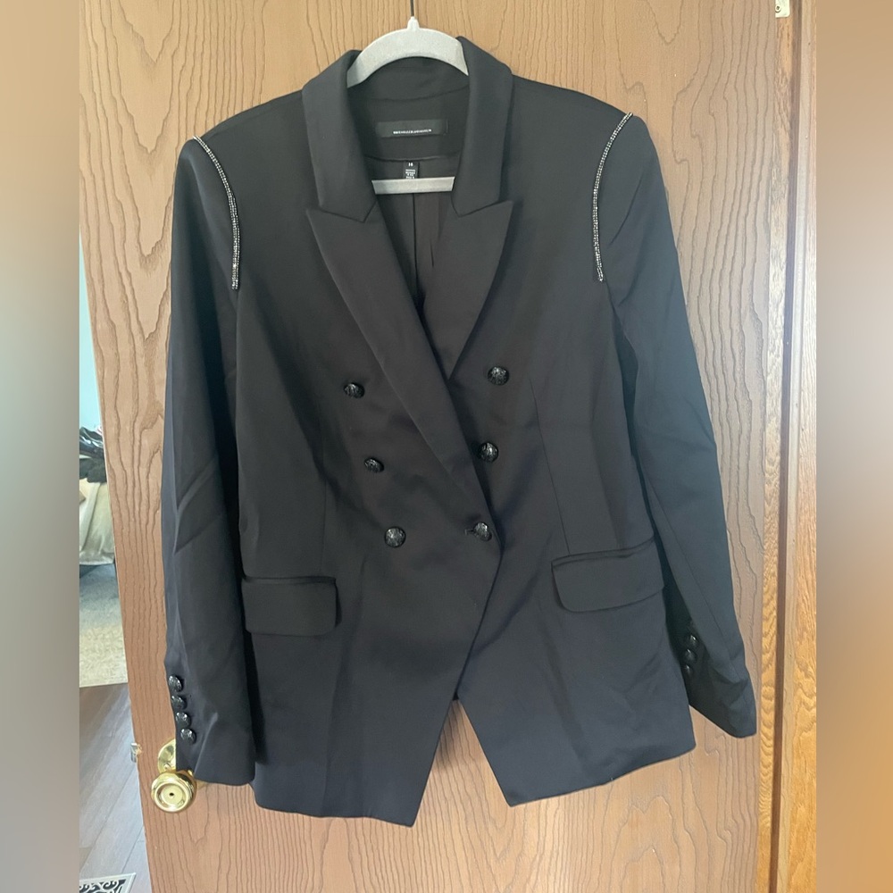 WHBM studio blazer, black size 16, with beaded shoulders